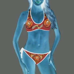 Halter and side tie bikini swimsuit brown 165042042