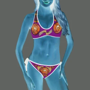 Halter and side tie bikini swimsuit purple 128000128