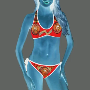 Halter and side tie bikini swimsuit red 255000000