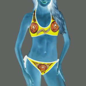 Halter and side tie bikini swimsuit yellow 255255000