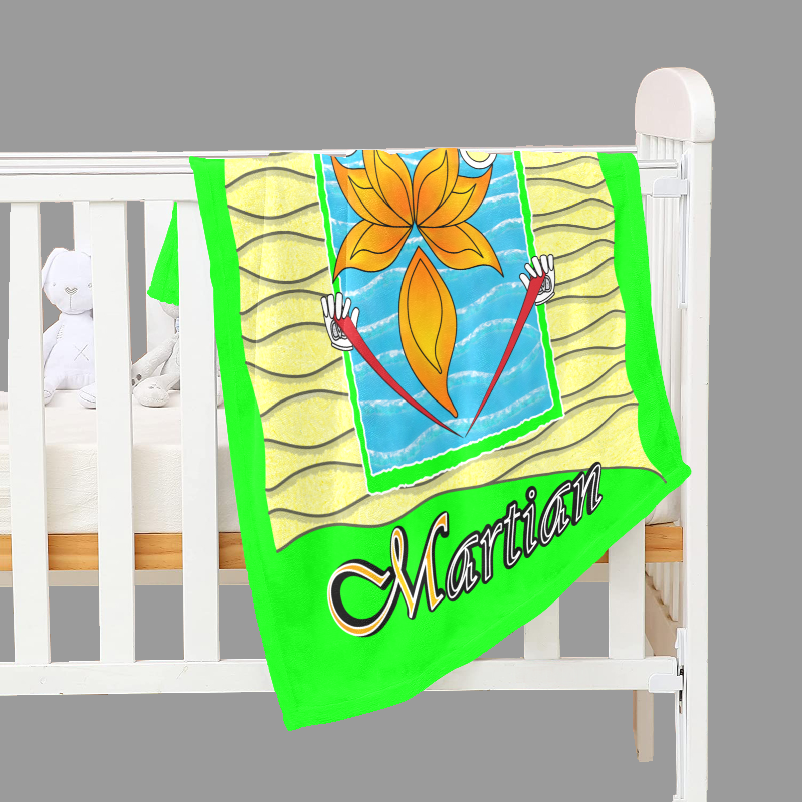 Baby Blanket 30x40 green 000255000 Beach Martian - Image 3