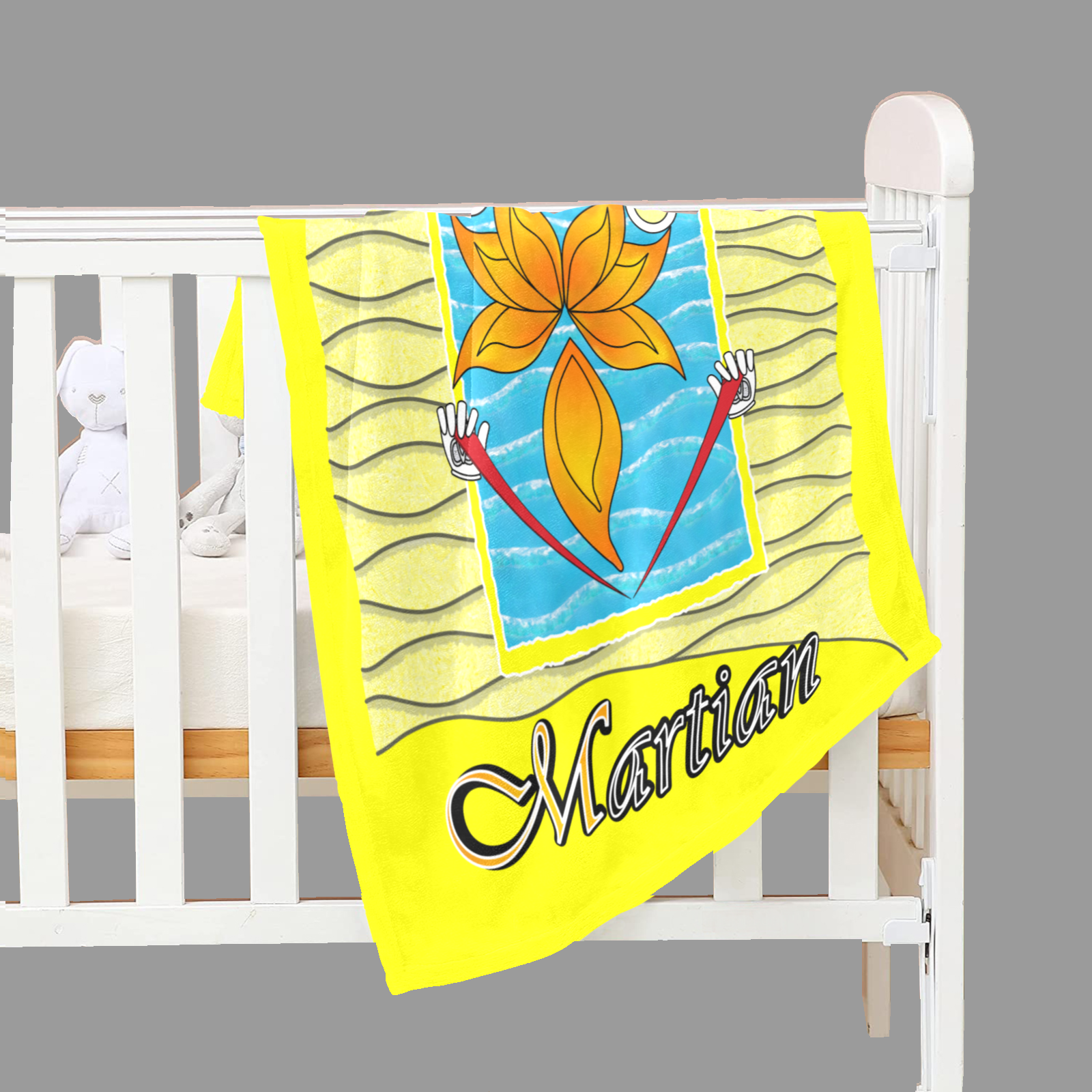 Baby Blanket 30x40 yellow 255255000 Beach Martian - Image 3