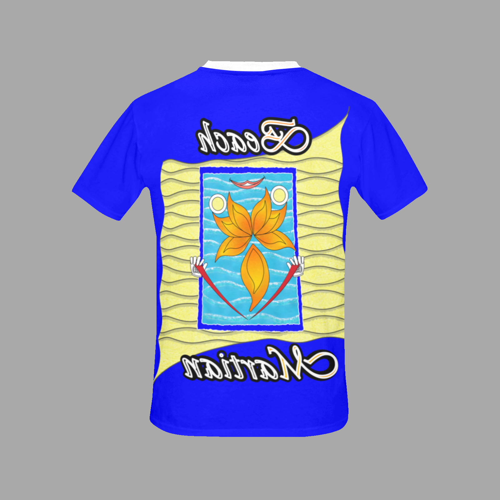 Men's Crew Neck T-Shirt blue 000000255 Beach Martian - Image 4