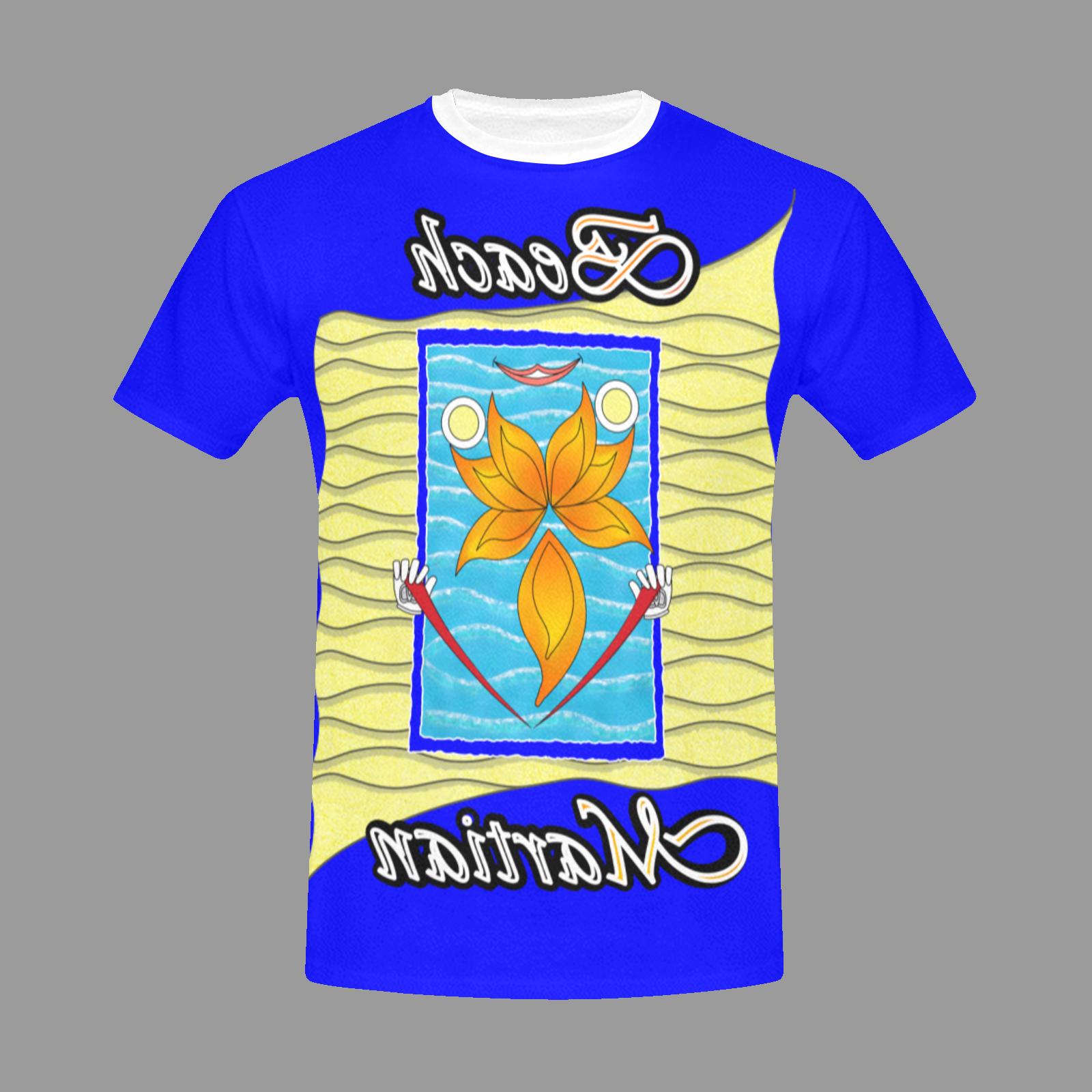 Men's Crew Neck T-Shirt blue 000000255 Beach Martian - Image 3