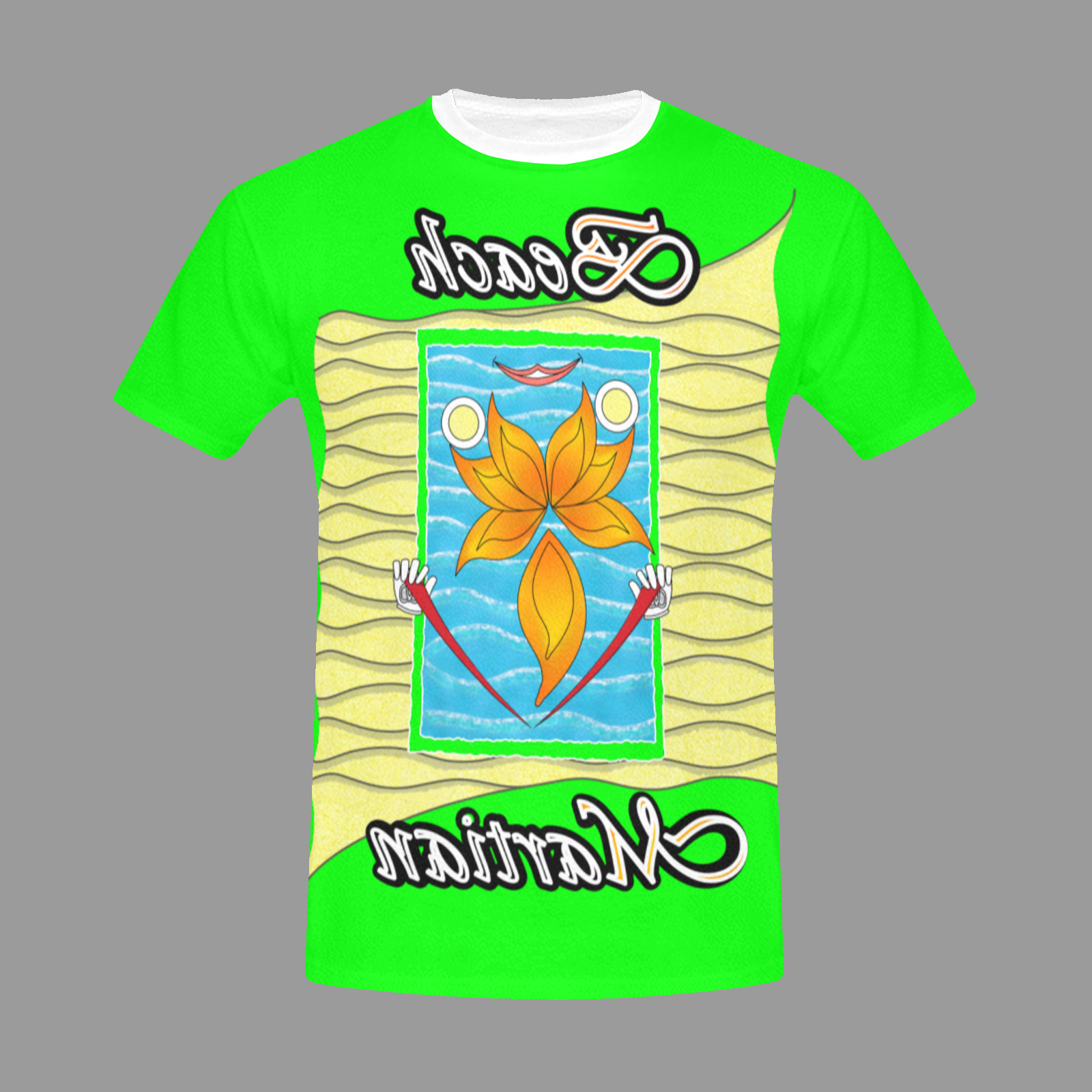 Men's Crew Neck T-Shirt green 000255000 Beach Martian - Image 3