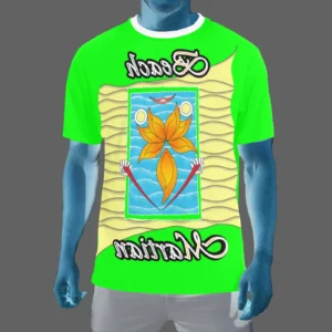 Men's Crew Neck T-Shirt green 000255000 Beach Martian