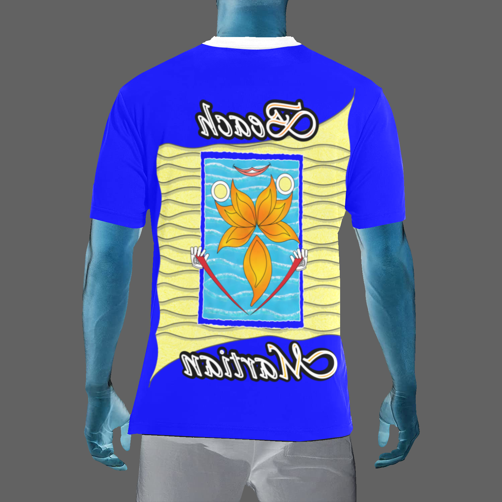 Men's Crew Neck T-Shirt blue 000000255 Beach Martian - Image 2