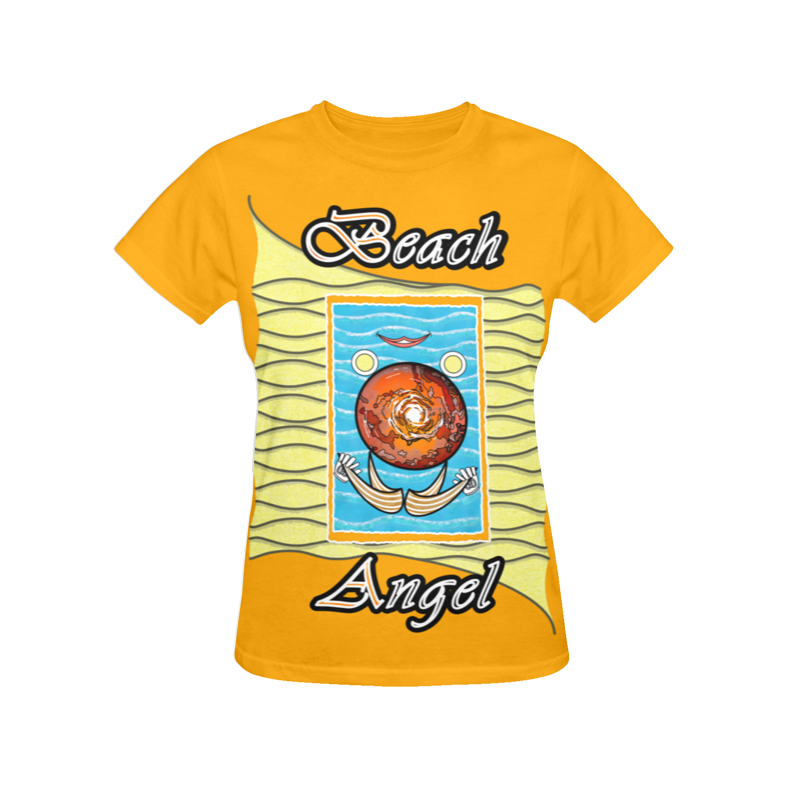Women's Crew Neck T-Shirt orange 255165000 Beach Angel - Image 3