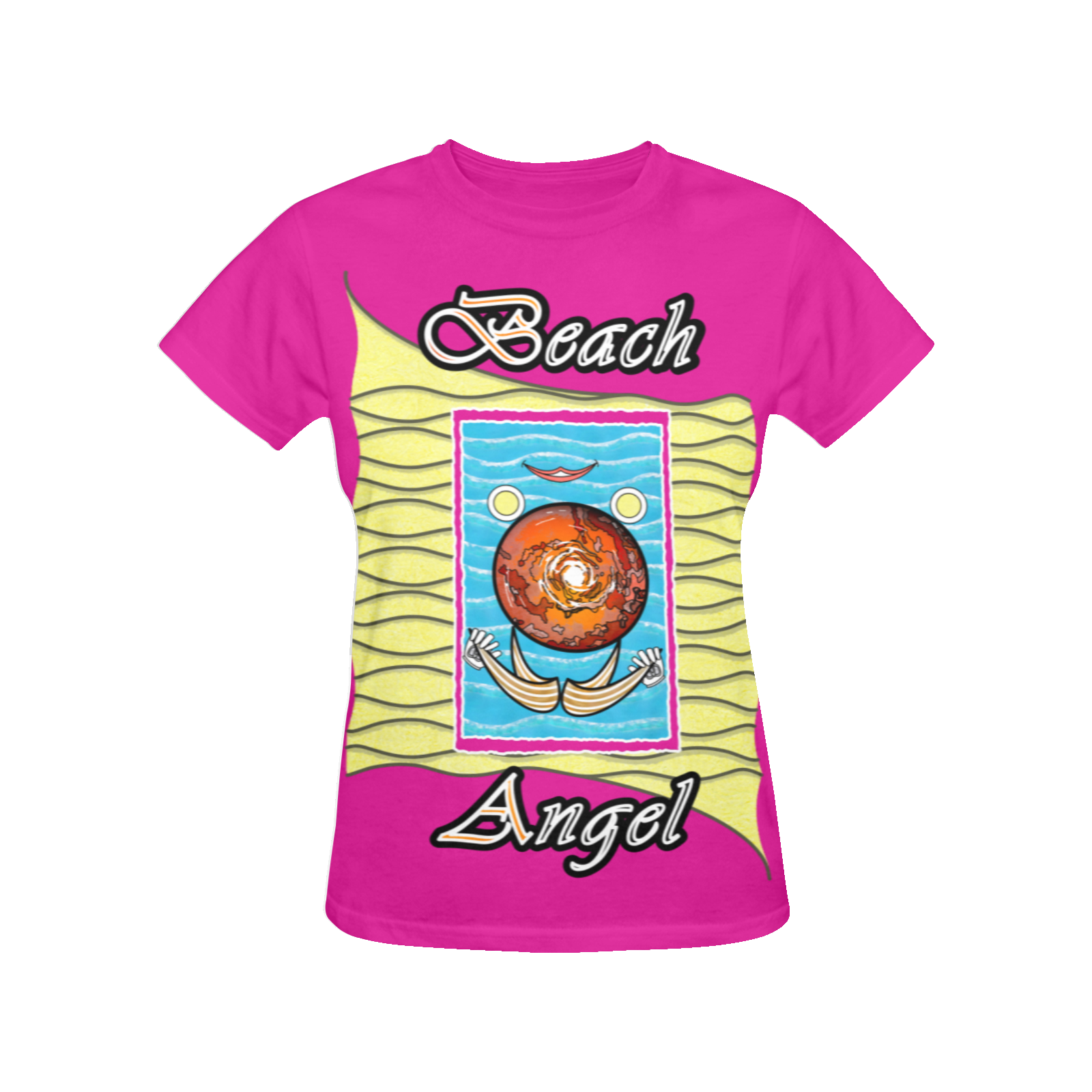 Women's Crew Neck T-Shirt pink 255020147 Beach Angel - Image 3
