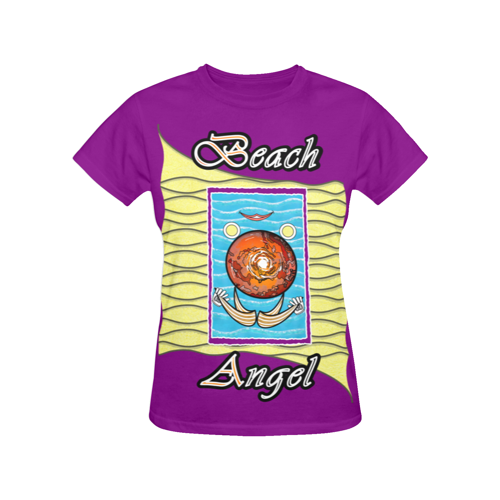 Women's Crew Neck T-Shirt purple 128000128 Beach Angel - Image 3