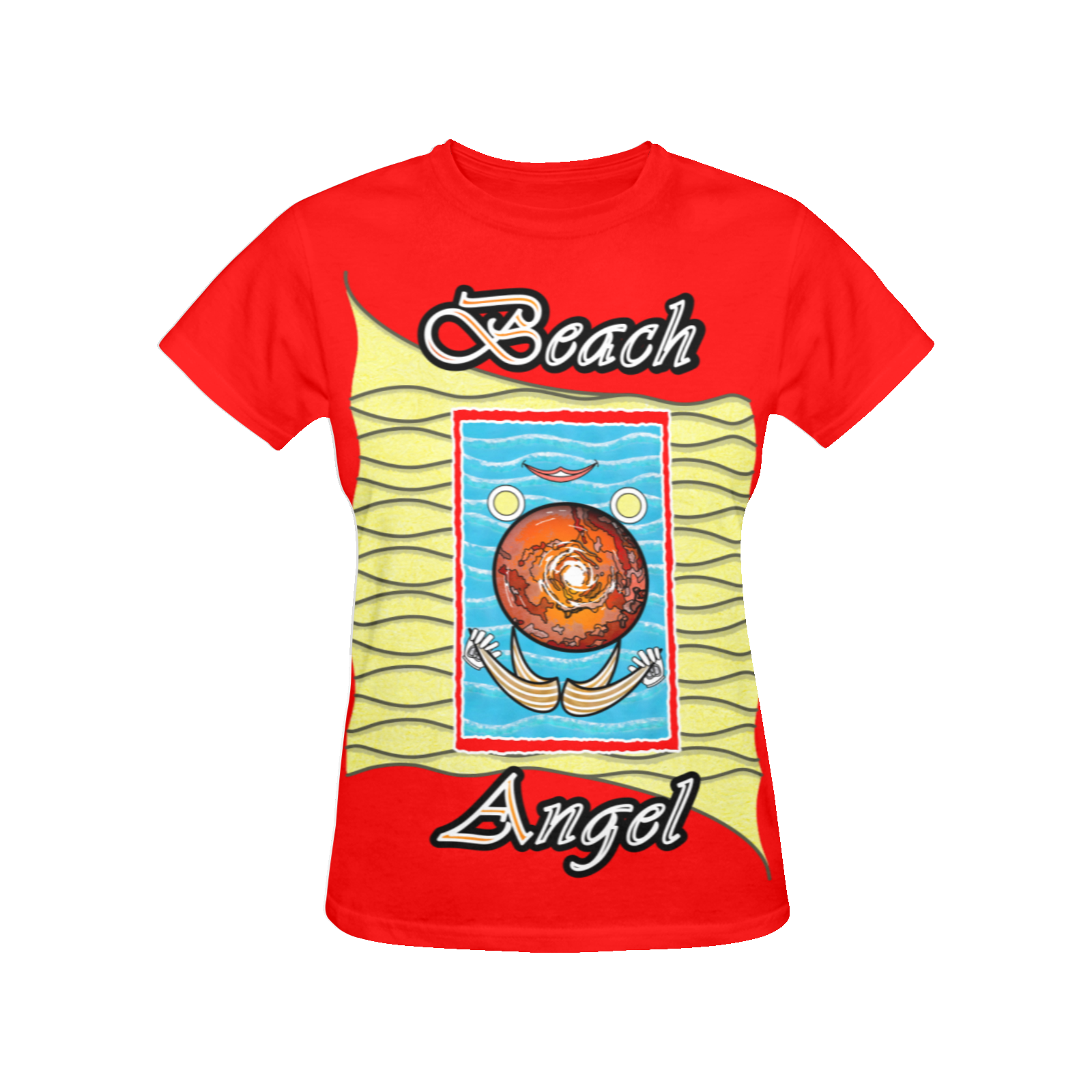 Women's Crew Neck T-Shirt red 255000000 Beach Angel - Image 3