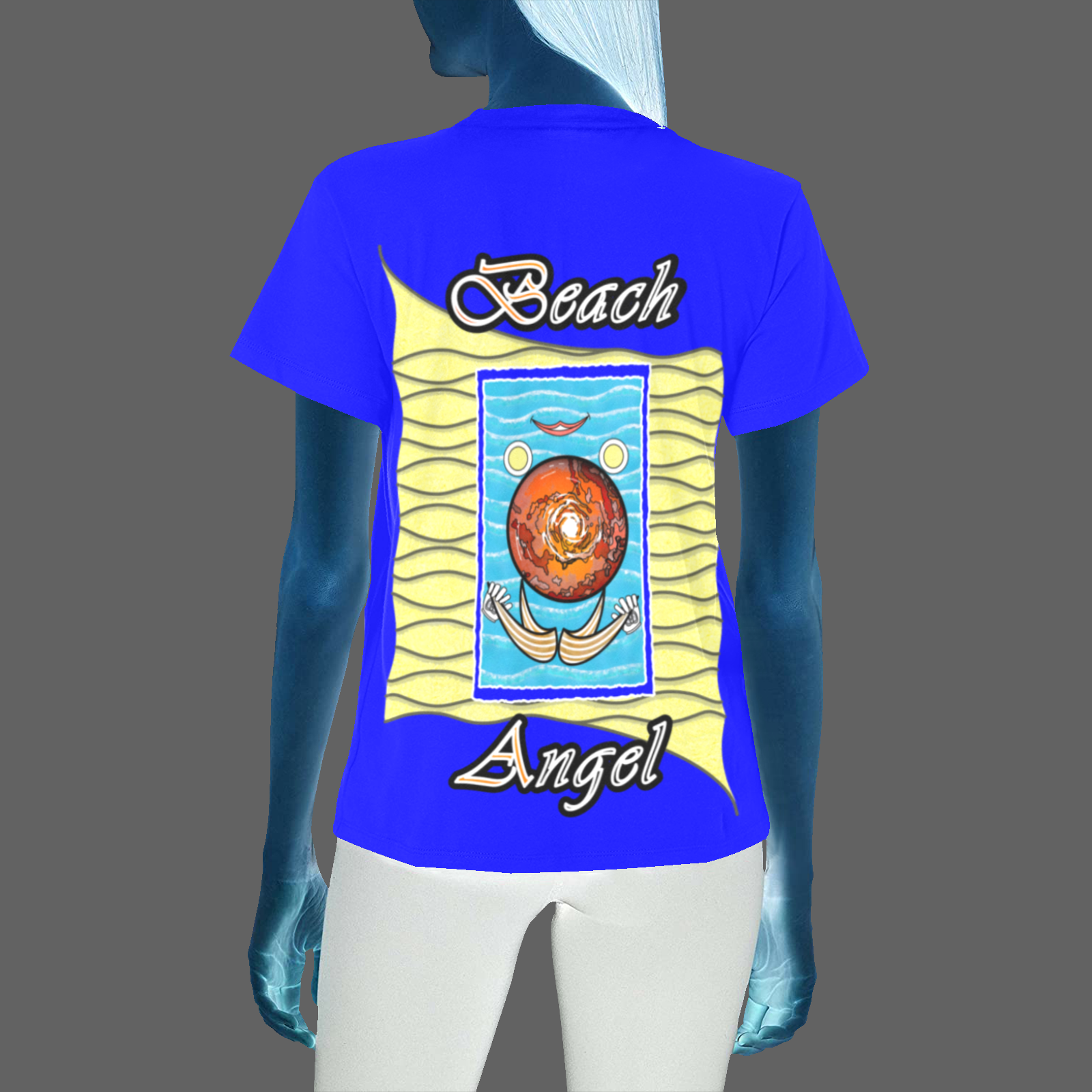 Women's Crew Neck T-Shirt blue 000000255 Beach Angel - Image 2