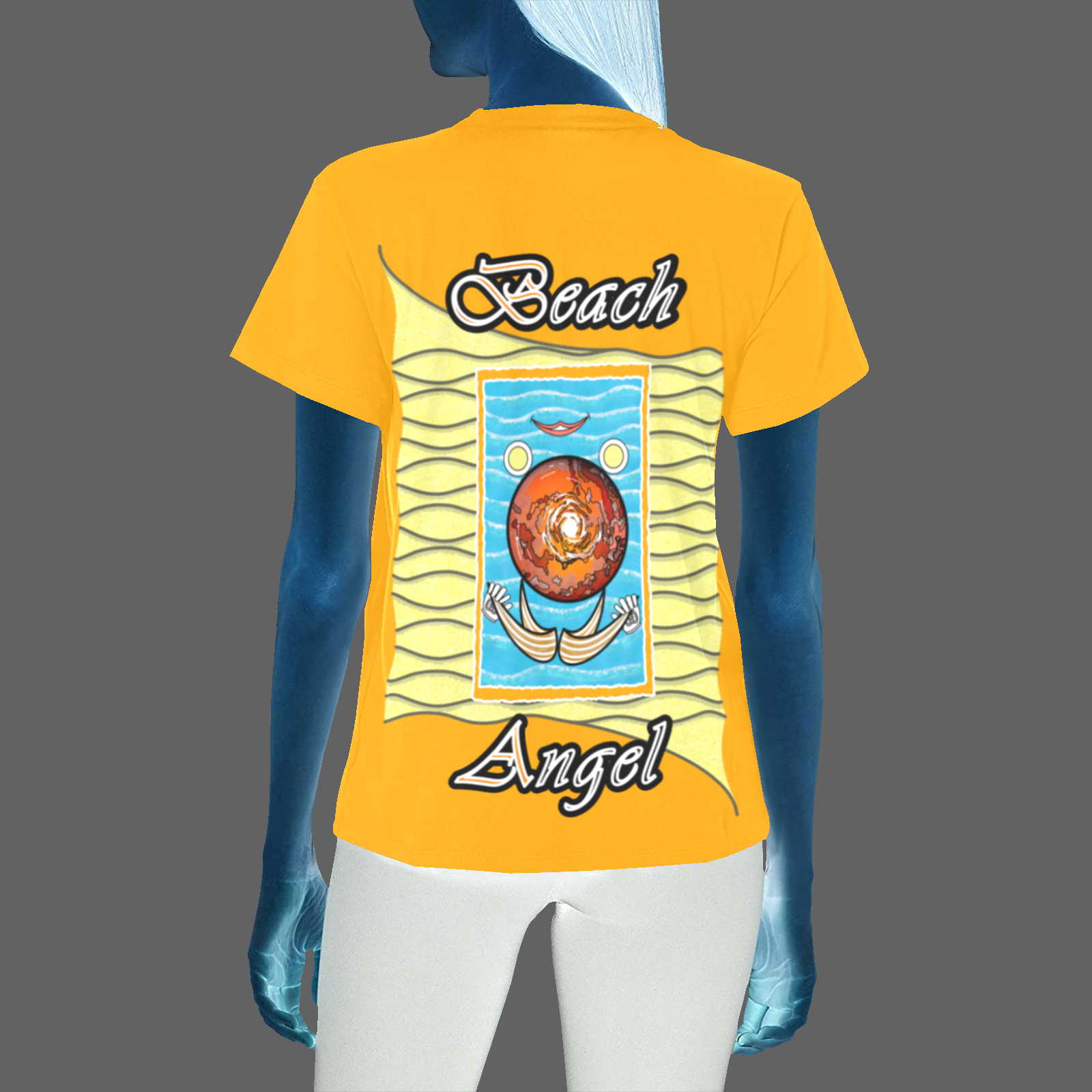 Women's Crew Neck T-Shirt orange 255165000 Beach Angel - Image 2