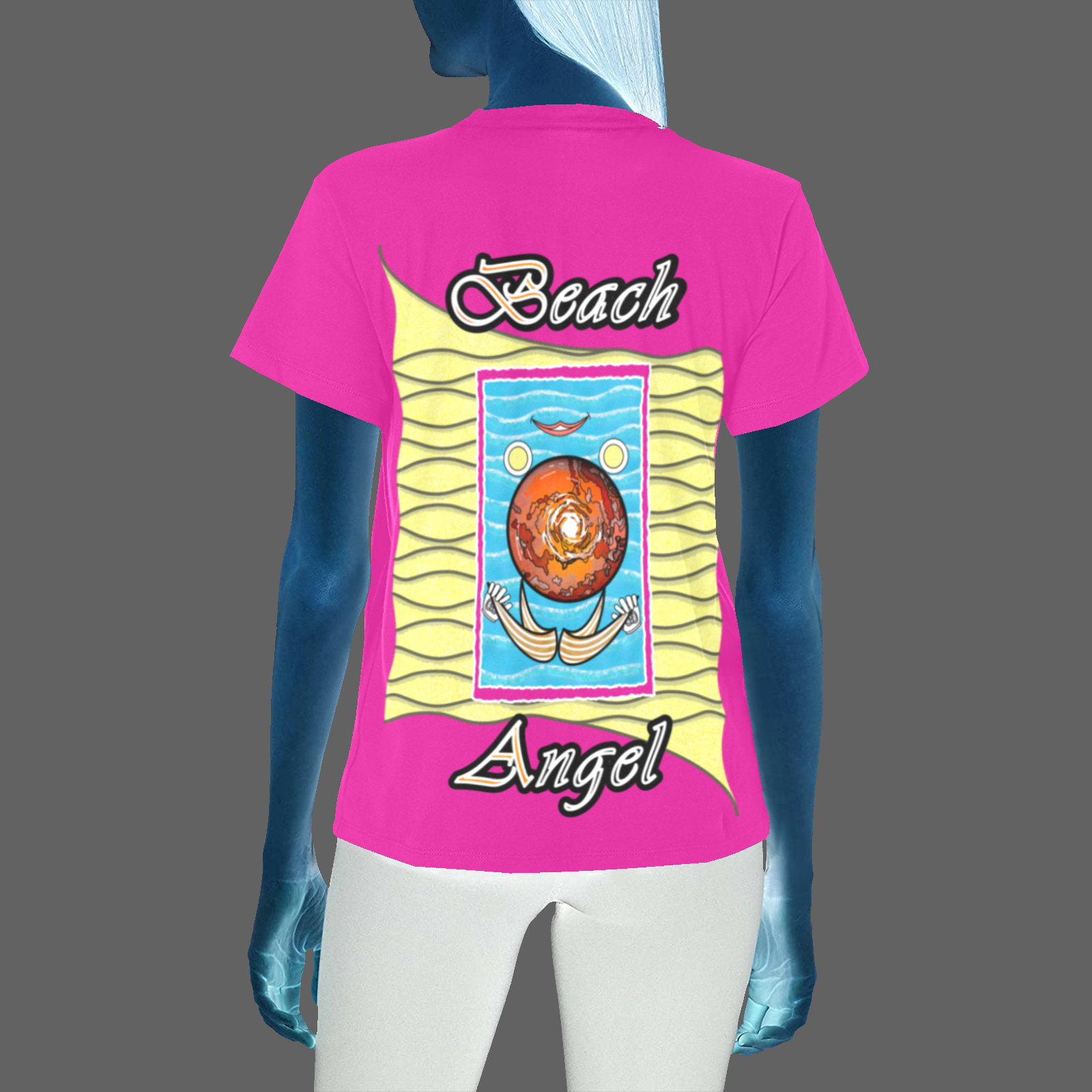 Women's Crew Neck T-Shirt pink 255020147 Beach Angel - Image 2