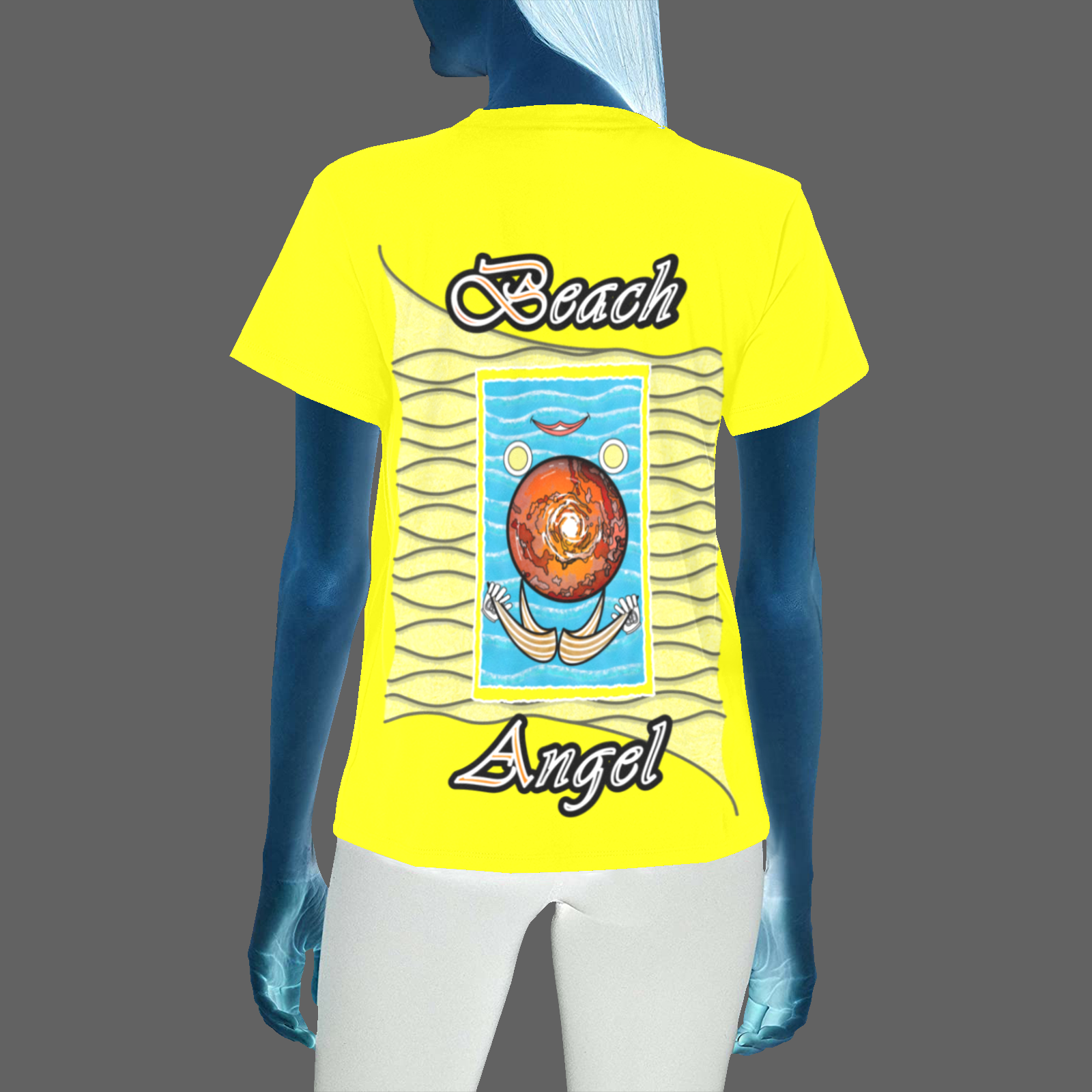 Women's Crew Neck T-Shirt yellow 255255000 Beach Angel - Image 2