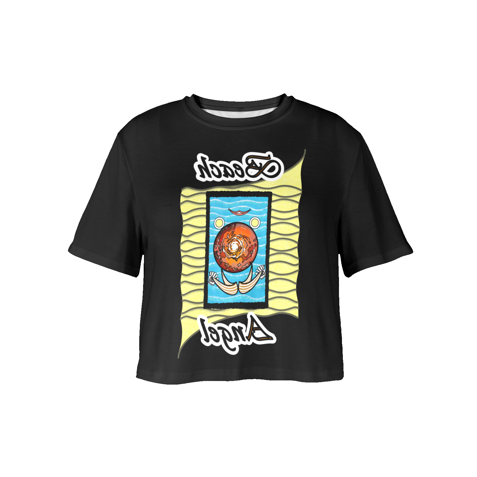 Women's Cropped T-shirt black 000000000 Beach Angel - Image 3