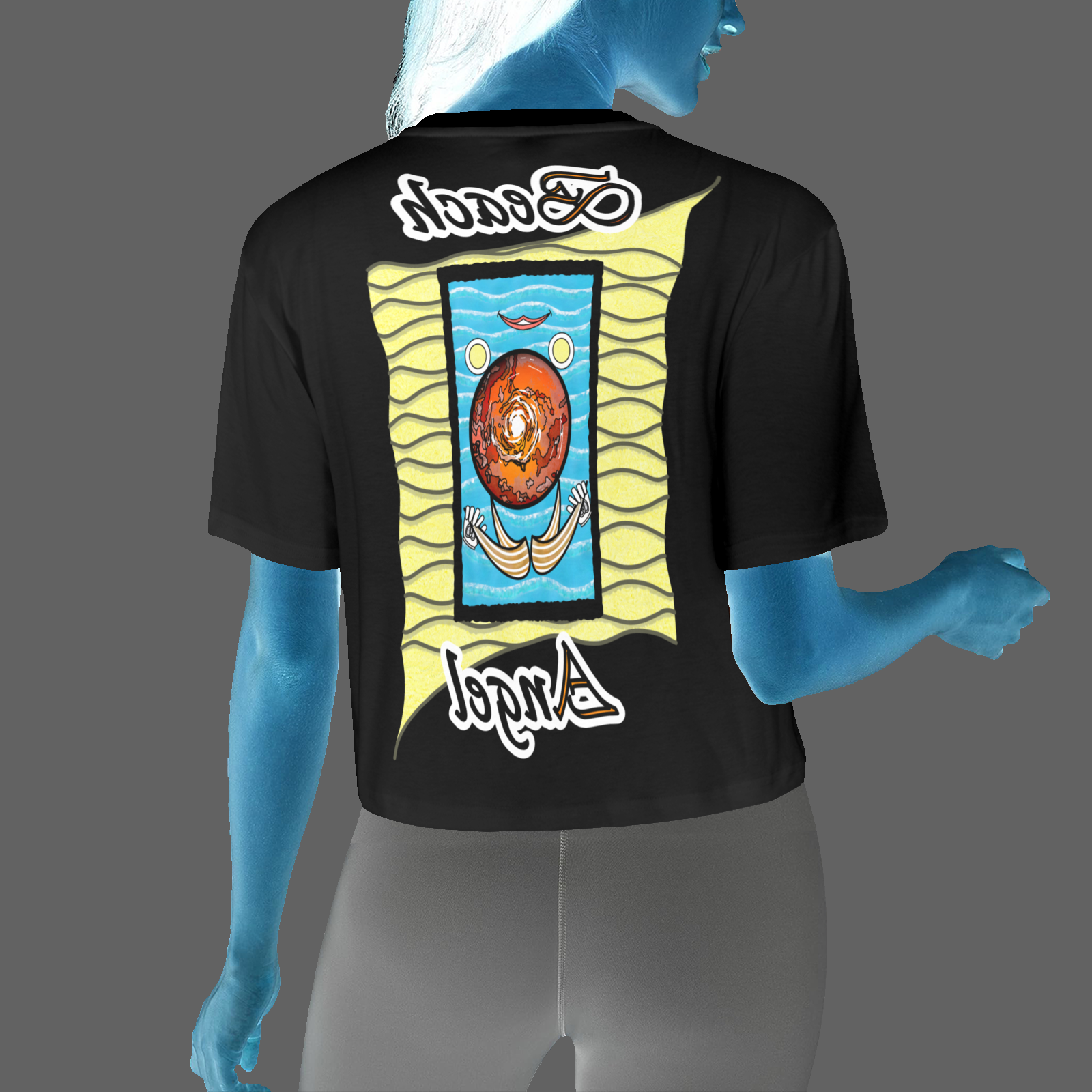 Women's Cropped T-shirt black 000000000 Beach Angel - Image 2