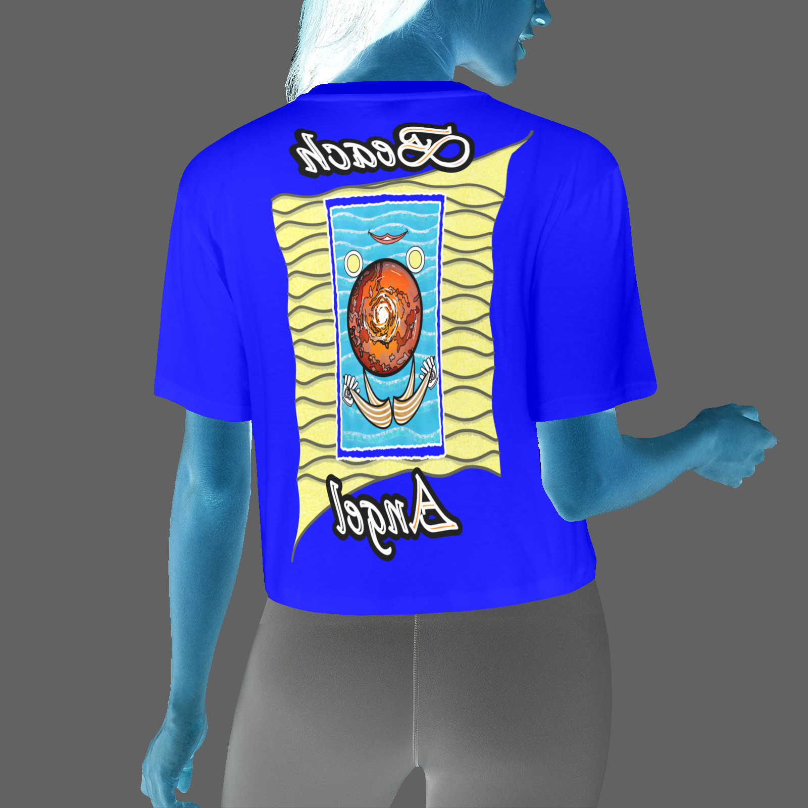 Women's Cropped T-shirt blue 000000255 Beach Angel - Image 2