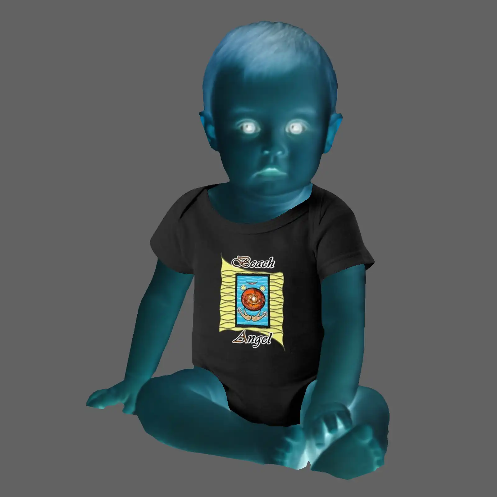 Baby's Short-Sleeve Bodysuit black 000000000 Beach Angel