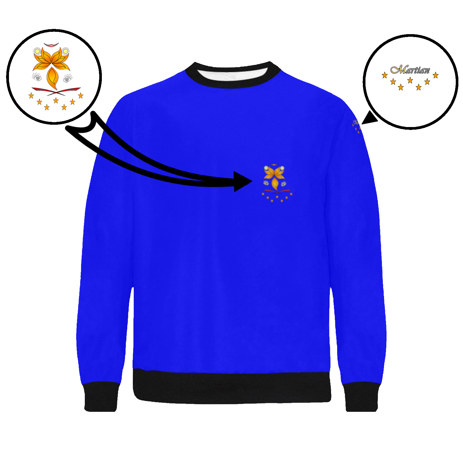 Men's crewneck sweatshirt blue 000000255 like Embroidered Martian - Image 3