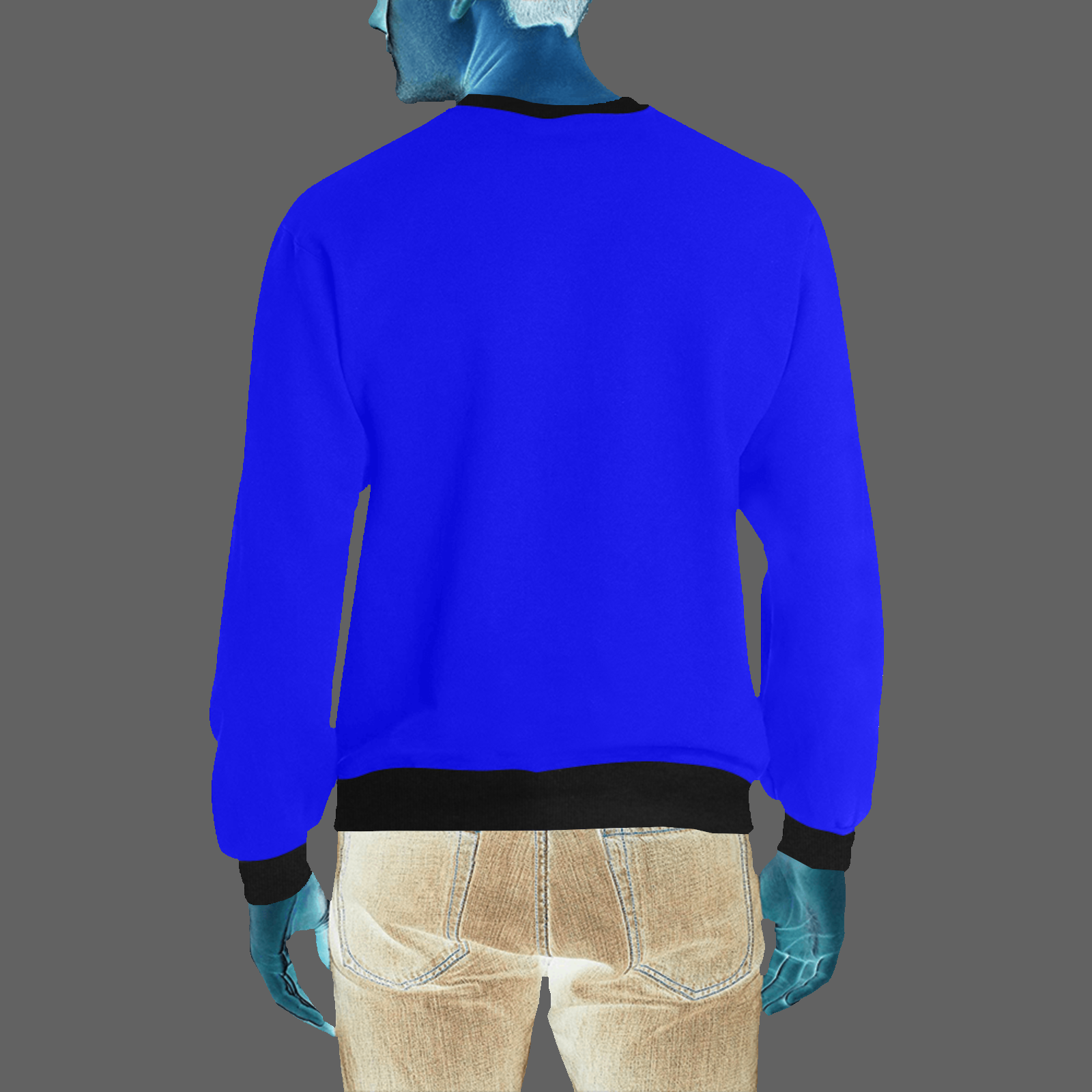 Men's crewneck sweatshirt blue 000000255 like Embroidered Martian - Image 2