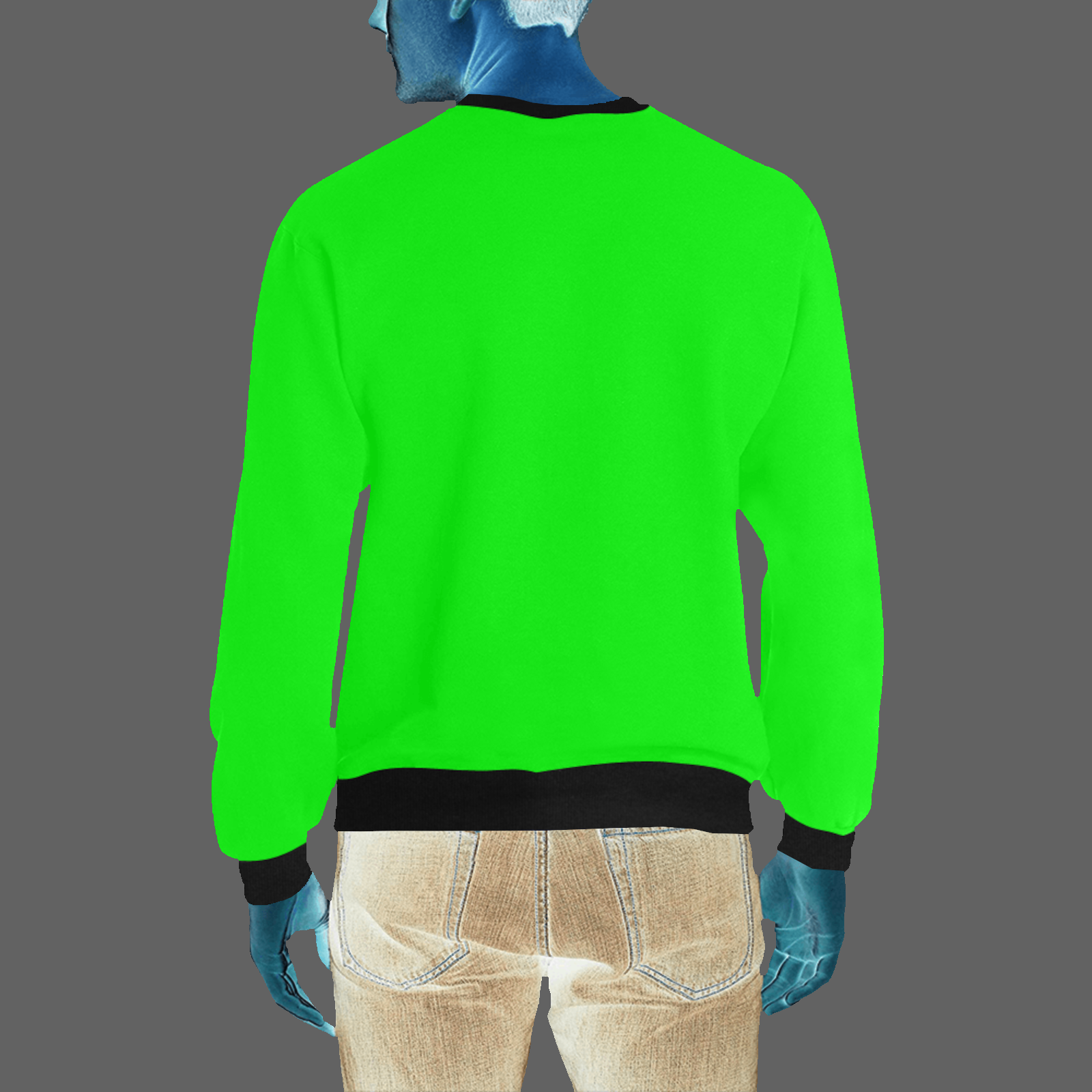 Men's crewneck sweatshirt green 000255000 like Embroidered Martian - Image 2