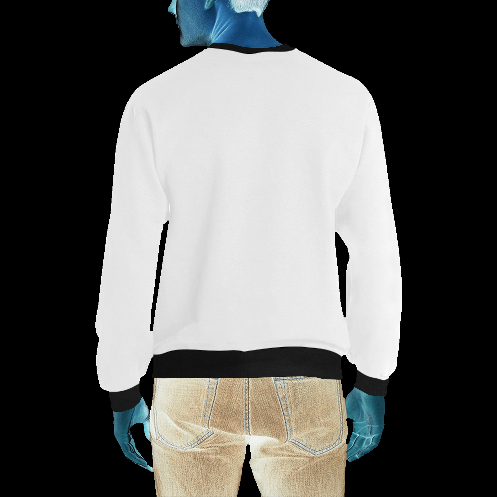 Men's crewneck sweatshirt white 255255255 like Embroidered Martian - Image 2