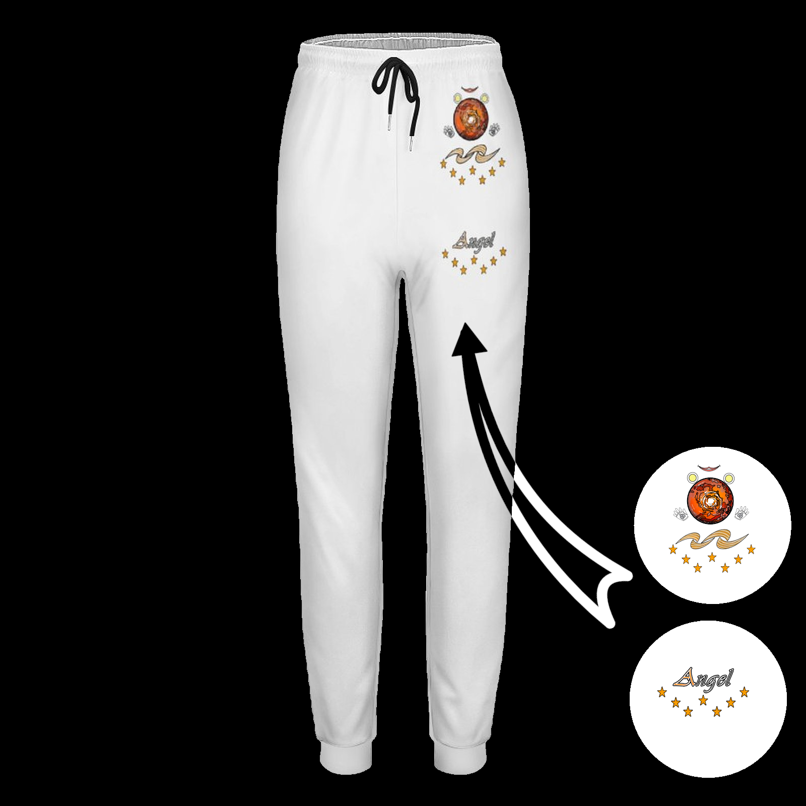 Women's Sweatpants white 255255255 like Embroidered Angel - Image 3