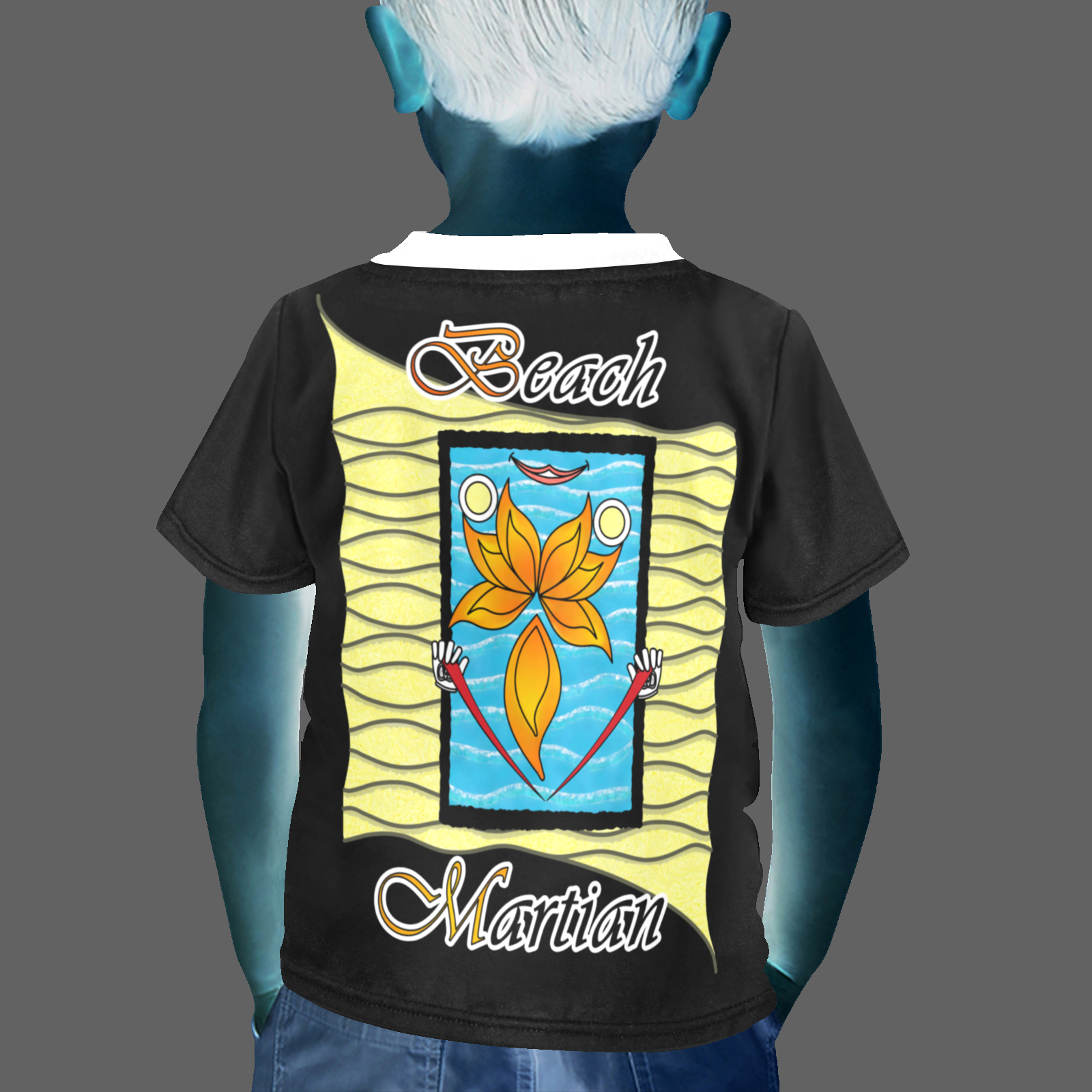 Little boy's crew neck T-shirt black 000000000 Beach Martian - Image 2