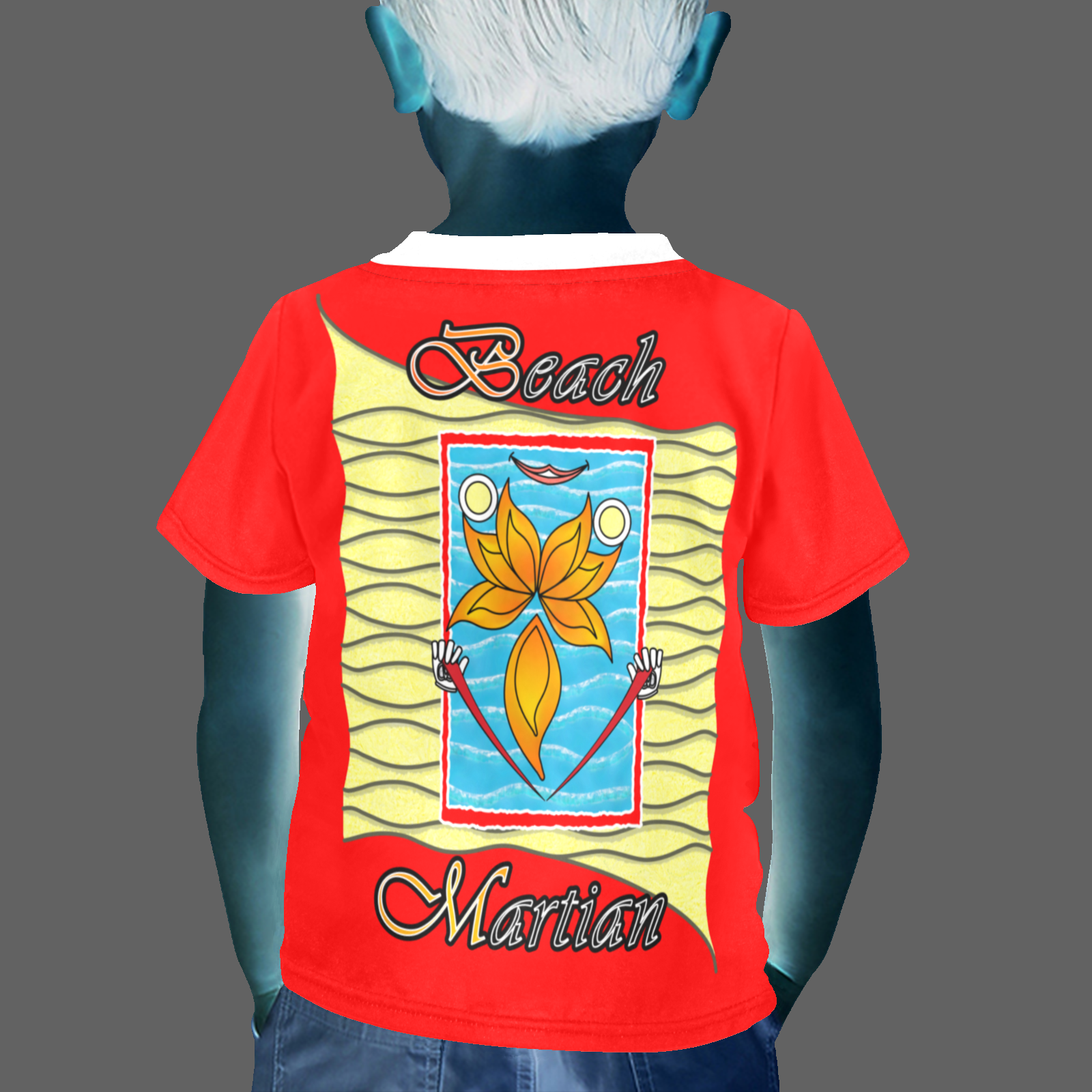 Little boy's crew neck T-shirt red 255000000 Beach Martian - Image 2