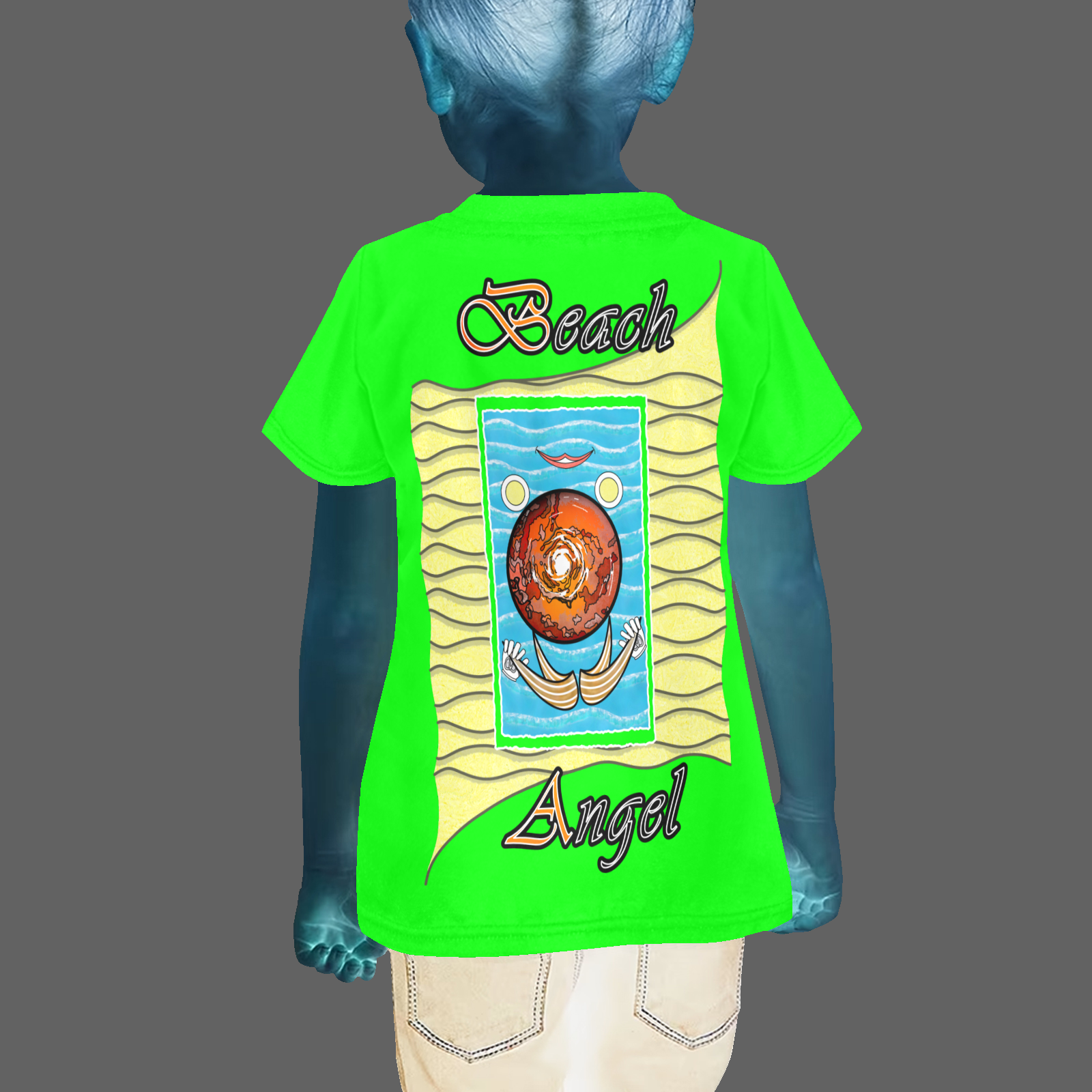 Teens girls' crew neck T-shirt green 000255000 Beach Angel - Image 2