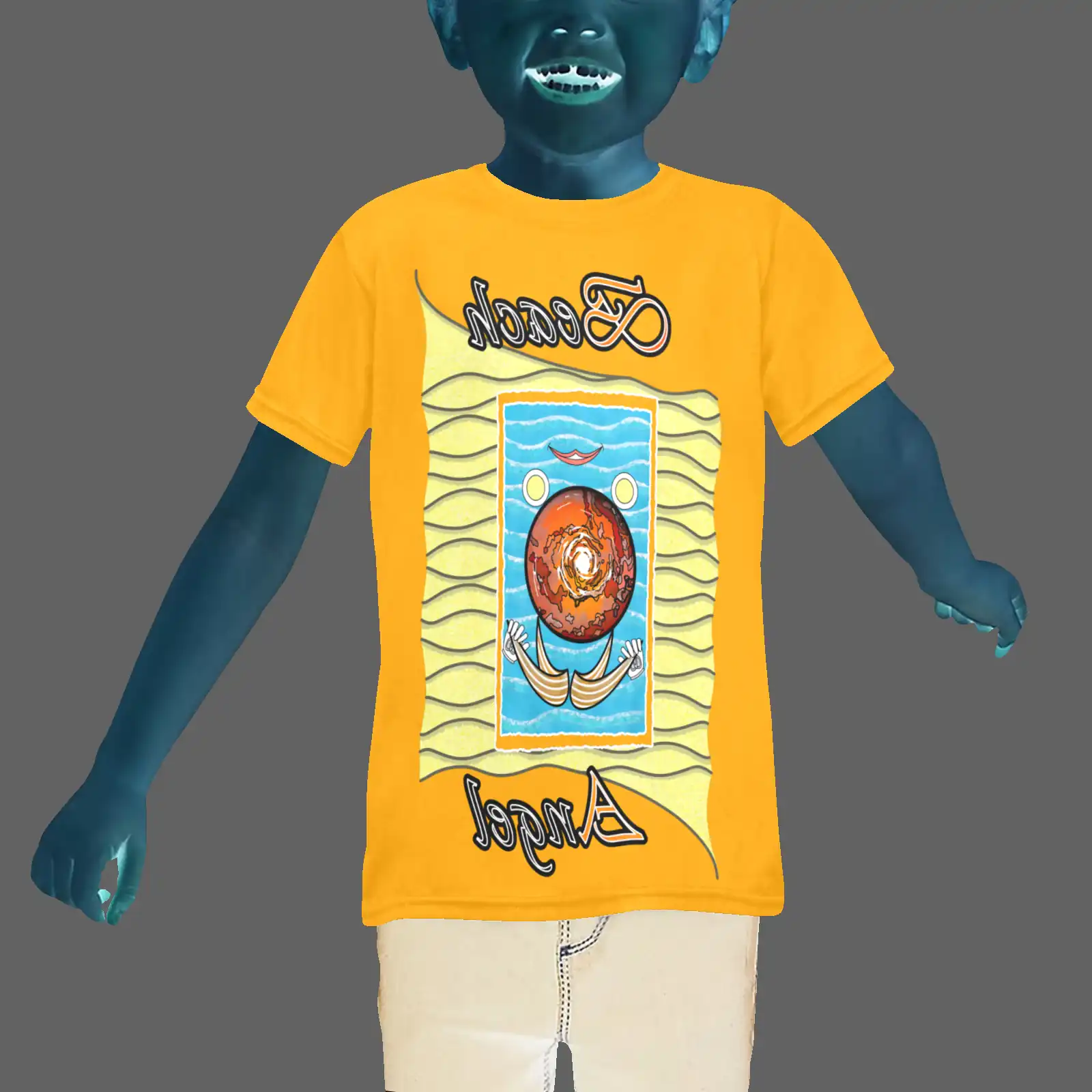 Teens girls' crew neck T-shirt orange 255165000 Beach Angel