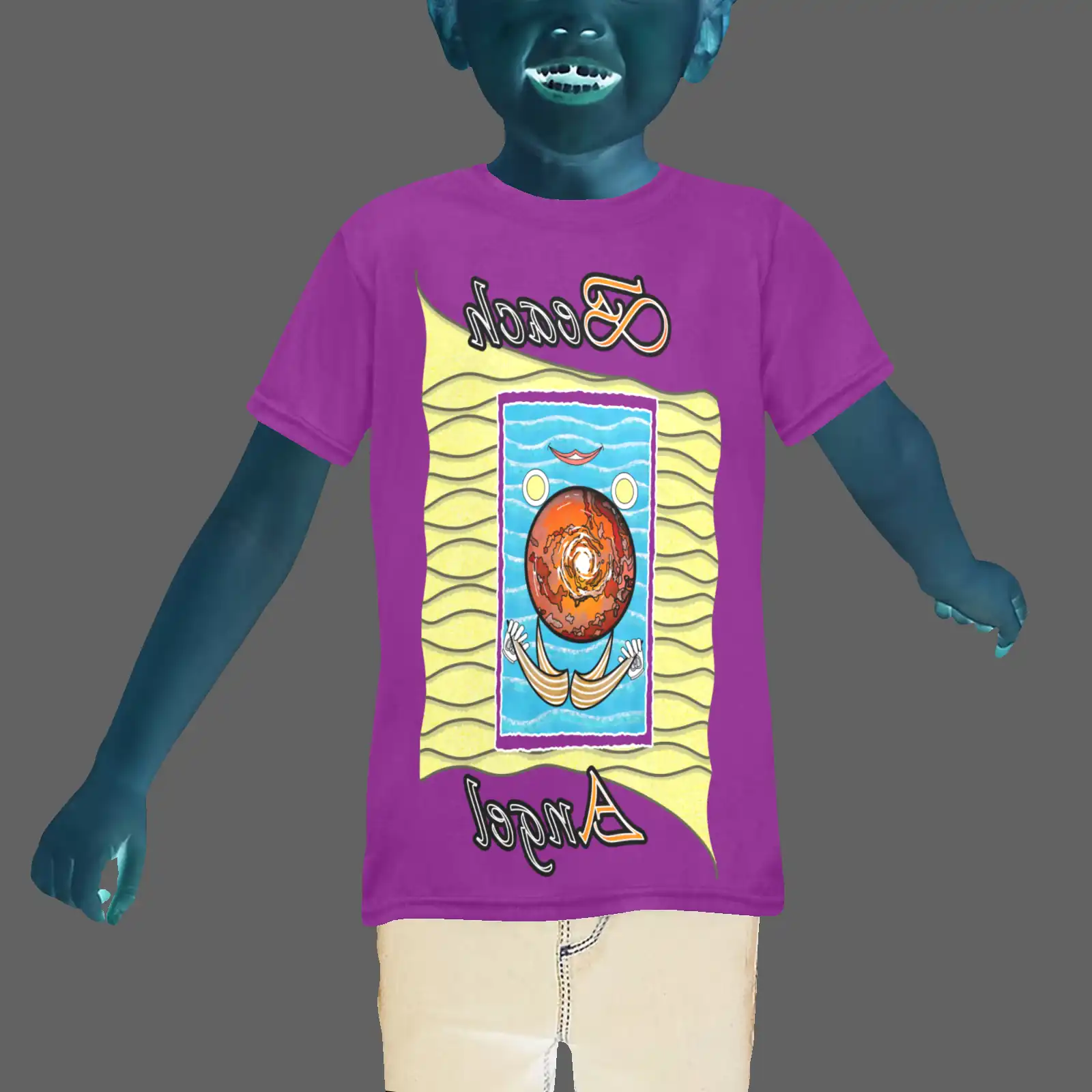 Teens girls' crew neck T-shirt purple 128000128 Beach Angel