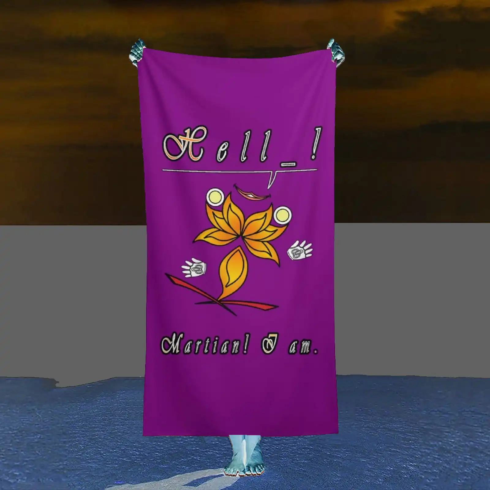 Beach Towel 160x80cm purple 128000128 Hello Martian