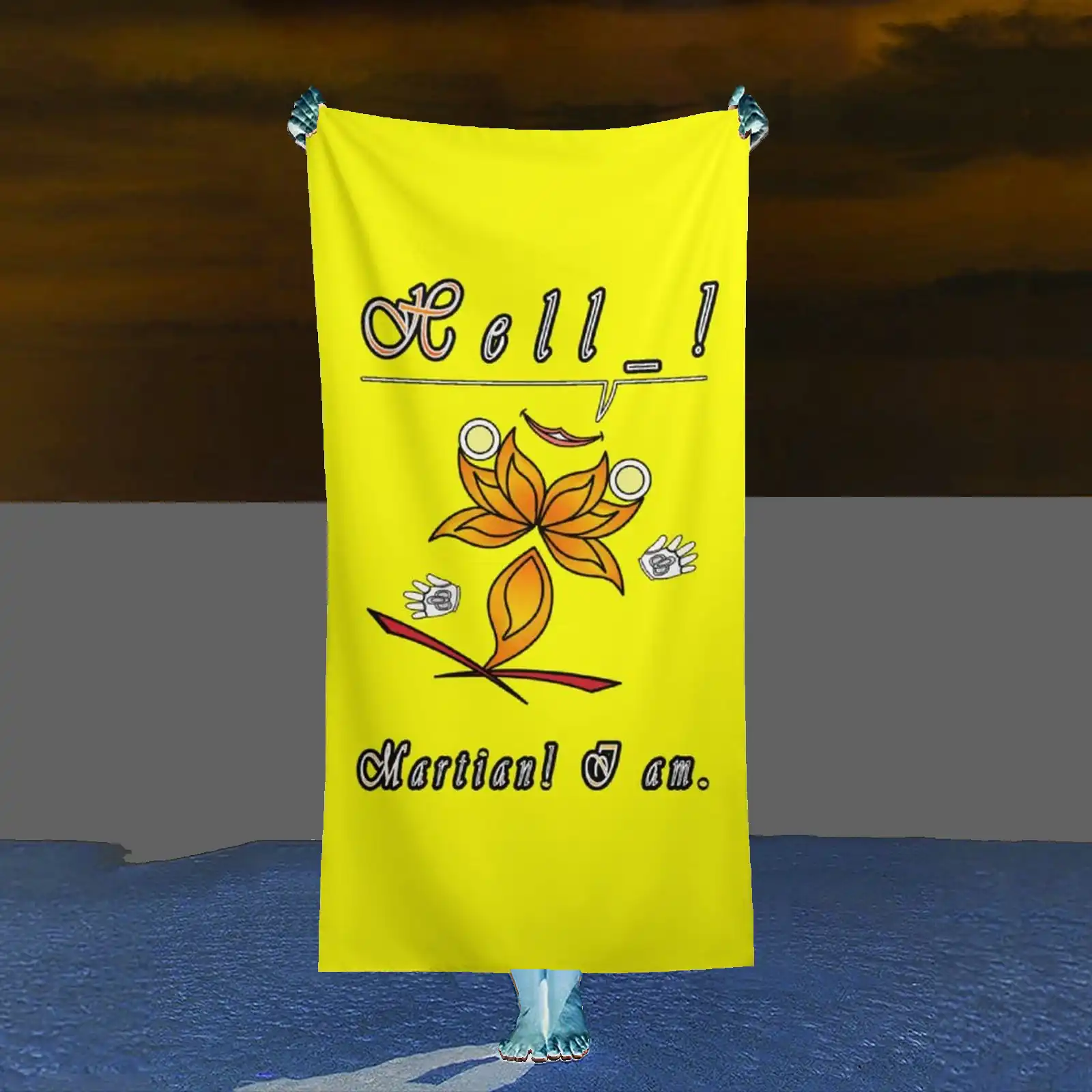 Beach Towel 160x80cm yellow 255255000 Hello Martian
