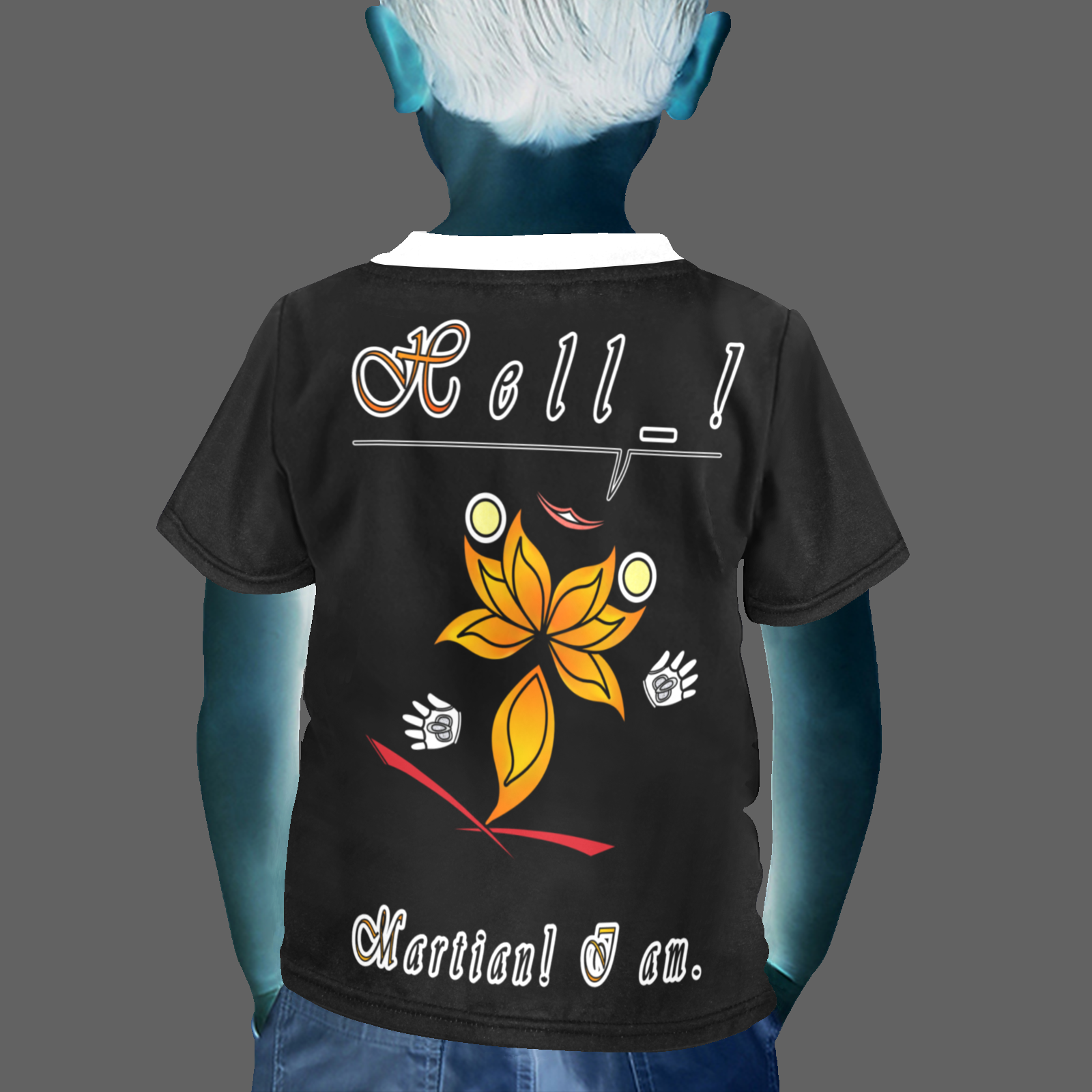 Little boy's crew neck T-shirt black 000000000 Hello Martian - Image 2