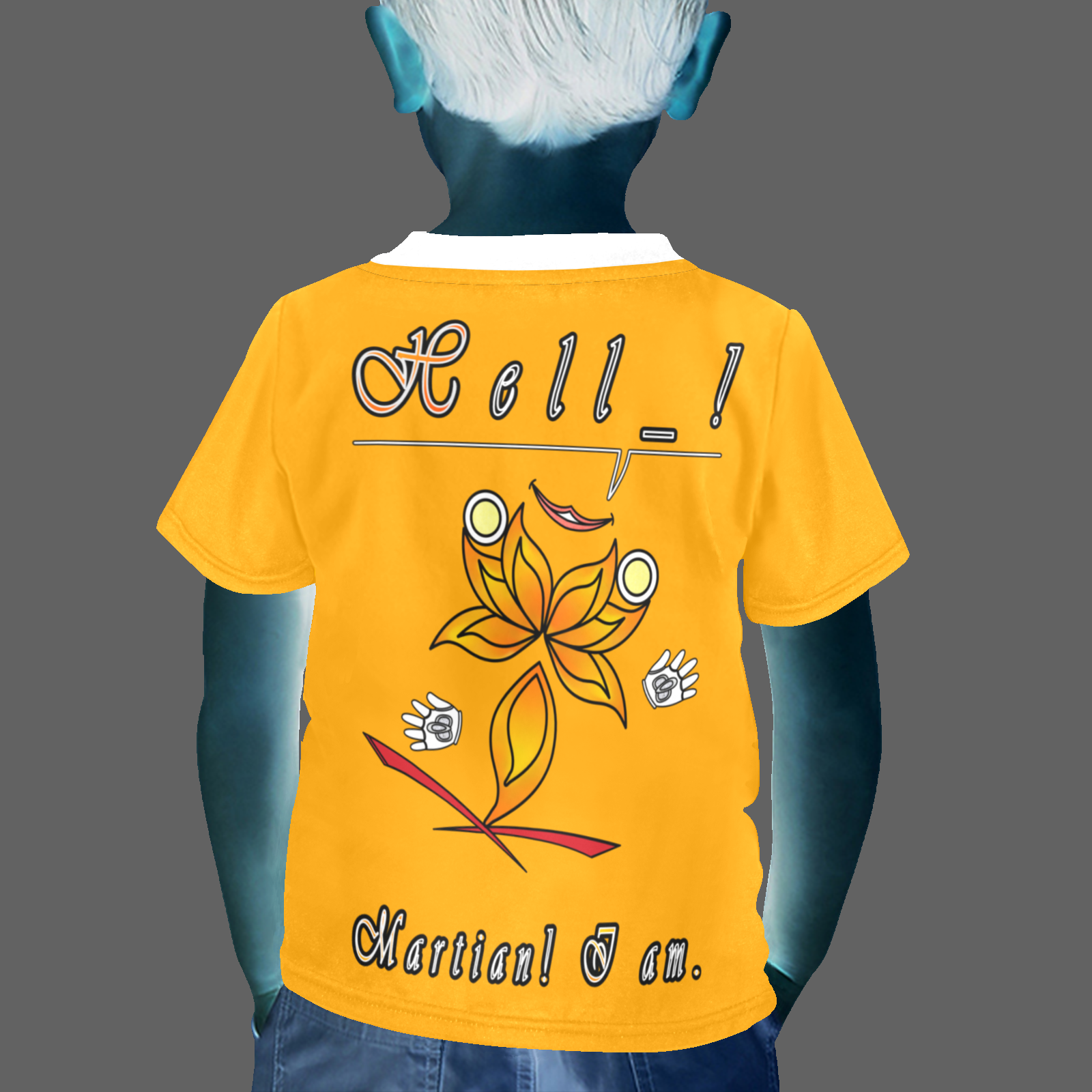 Little boy's crew neck T-shirt orange 255165000 Hello Martian - Image 2