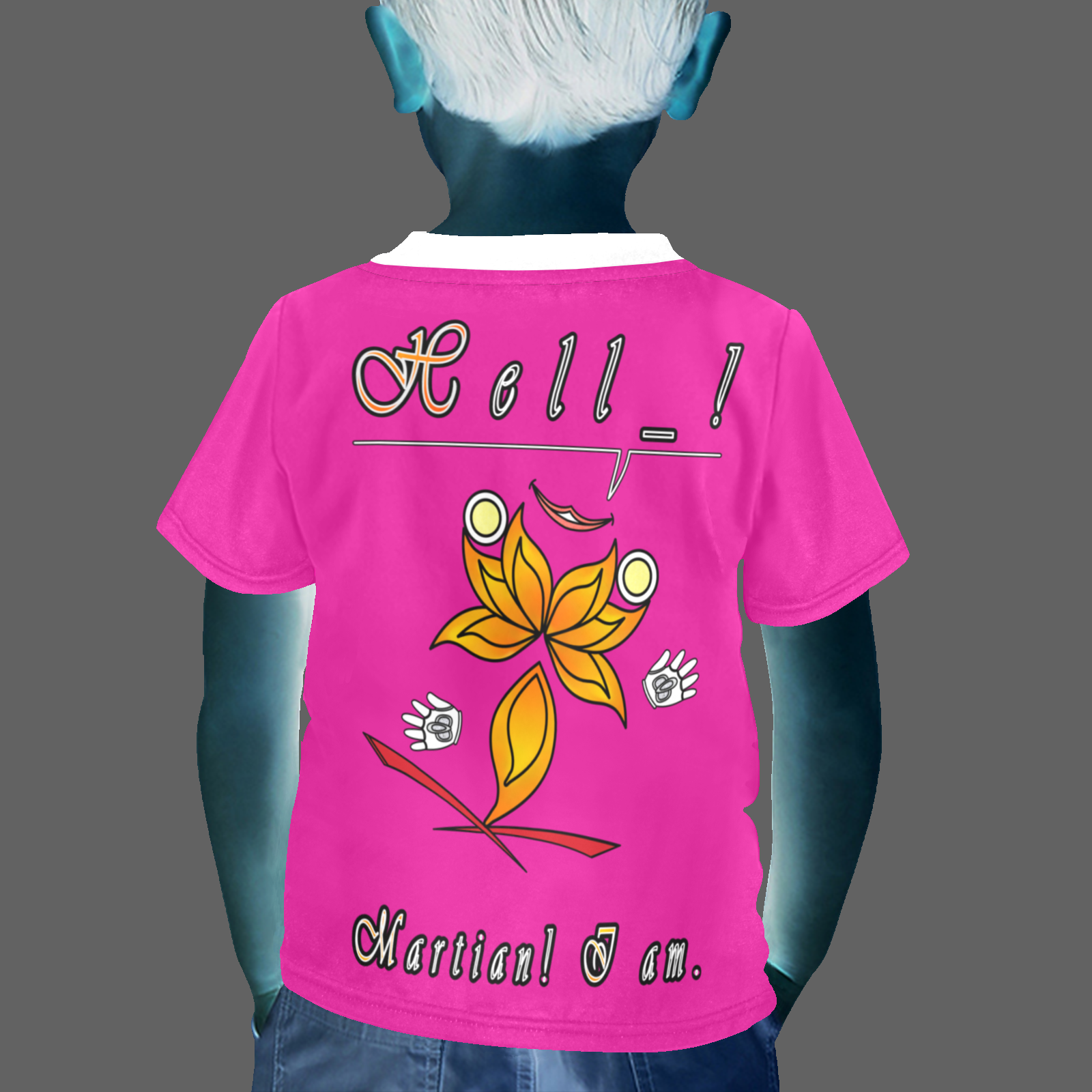 Little boy's crew neck T-shirt pink 255020147 Hello Martian - Image 2